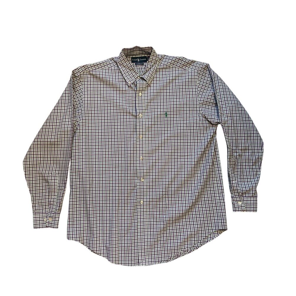 Polo Ralph Lauren Men's Purple Plaid Button Down Long Sleeve Shirt Size 16/L
